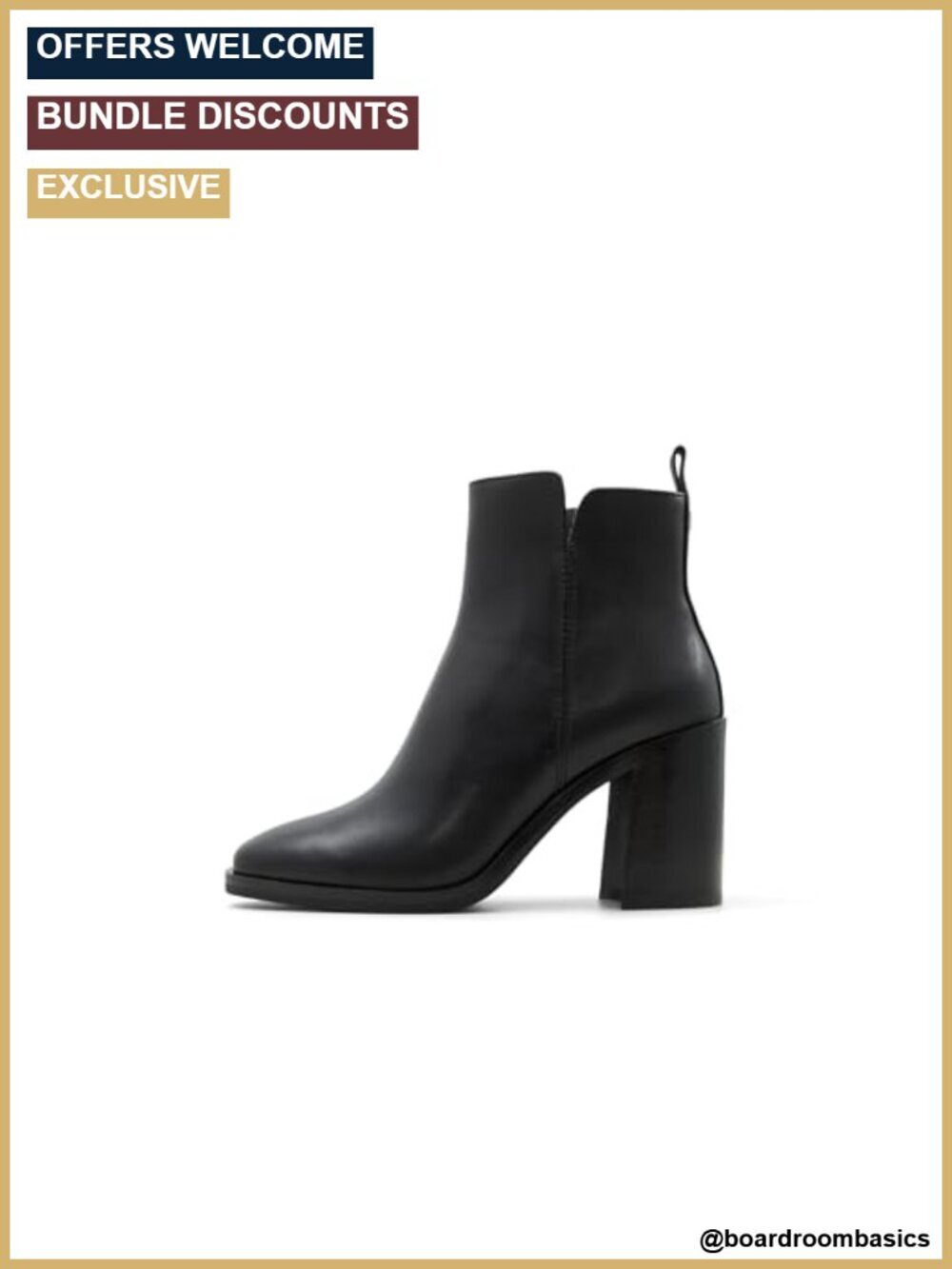 Leather Ankle Boots with Block Heel and Zipper Closure